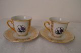 KARLOVARSKÝ PORCELÁN - 2 hrnečky s podšálky značeno