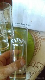 Pražská vodka 6 sklenic Long drink, ryska na alkohol, 3 dl