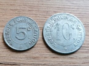 Francie 5 a 10 Centimes 1921 nouzové mince nouzovky
