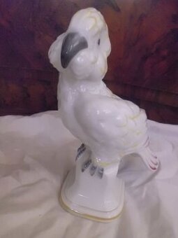 Krásná Starožitná Porcelánová Soška PAPOUŠEK - Horní Slavkov