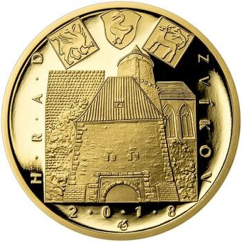 Zlatá 5000Kč mince ČNB Hrad Zvíkov, 2018, proof