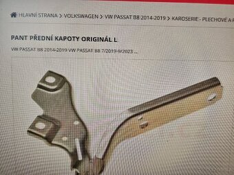 Panty přední kapoty Passat
