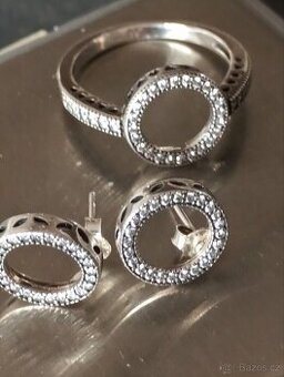 Stříbrná souprava náušnice a prsten