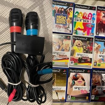 Playstation 2 - Mikrofony SingStar + hry PS2