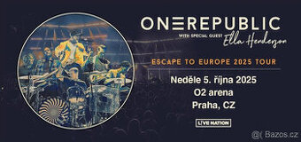 Prodám 1-6 vstupenek na ONEREPUBLIC do O2 arény