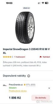 Použité zimní pneu Imperial 235/45 R18/