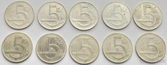 10x stříbrné mince 5 Korun 1928 až 1932, VZÁCNÝ KONVOLUT 