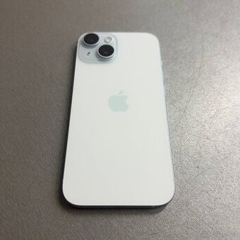 Zánovní iPhone 15 128GB modrý, bez škrábance, 100% baterie