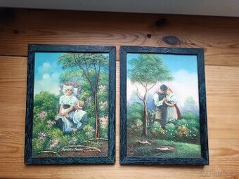 Dekorativní reliéfní obrazy - romantický pár 2 ks.