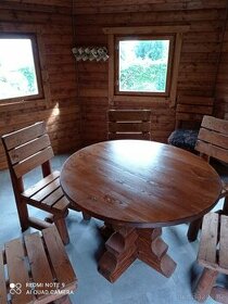 Zahradní nábytek - stůl + 4 židlí - masiv - 1