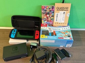 Nintendo Switch – TOP stav, skoro nepoužívaný + hry + příslu