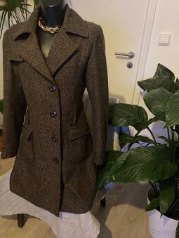 Mango tvidovy hnedy vlneny kabat damsky 38