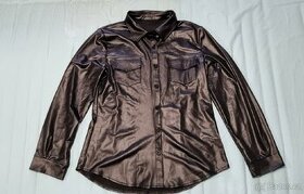 Dámská lesklá černá košile imitace kůže XL NOVÁ