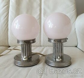 2ks starožitná stolní lampička růžové stínítko