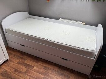 Postel s přistýlkou REA Abra 90x200cm - bílá + matrace