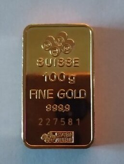 Prodám 24kt zlatý odlitek 100g Suisse
