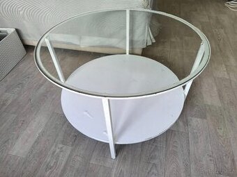 Skleněný-kovový stolek IKEA, průměr 75 cm