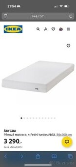 Matrace ABYGDA Ikea, středně tvrdá, 80x200
