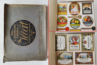 Starý reklamní vzorník etikety víno likér 1930 litografie