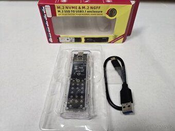 USB průhledný adaptér pro M.2 NVME/NGFF SSD nový