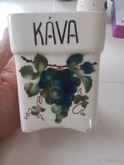 Starobylá porcelánová dóza „KÁVA“, EPIAG, 30.–50. léta