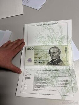 Pamětní bankovka GREGOR MENDEL vydaní k 200. výročí od naroz