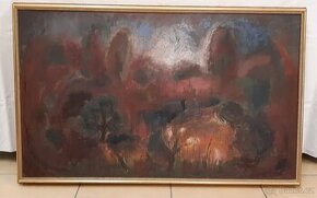 Obraz olej na plátně Vladimíra Stratilová signováno , " Luž