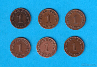 1 Pfennig (6ks) Německé císařství