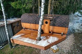 Venkovní sudová sauna Mega 2 SV 2,3 x 4,7 m