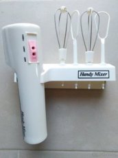 Retro ruční mixér bílý/růžový - 1