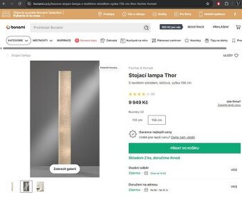 ✅2x designová stojací lampa Fischer Honsel THOR vysoká 156cm