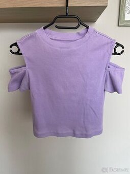Fialový žebrovaný croptop - 1