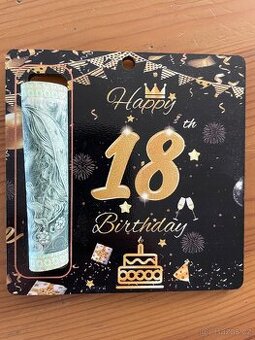 Narozeninové přání/ dřevěná karta na peníze - 18 let