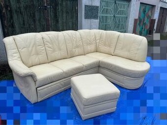 Kožena rozkládací sedacka s uložakem