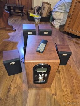 Dřevěné domácí kino Genius SW-HF 5.1 6000 – 200W RMS, ovlada