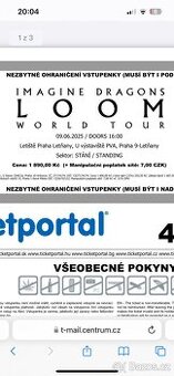 Lístek na stání Imagine dragons 9.6.