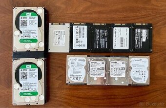 Prodám HDD a SSD 3.5" 2.5", použité, dle foto - plně funkč
