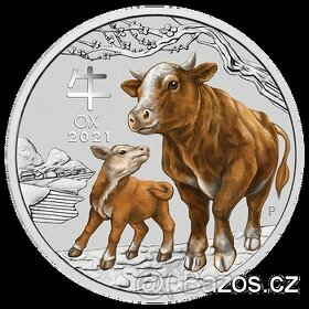 Stříbrná mince Lunar III Ox (rok buvola) barevná 2oz