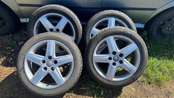 Alu kola 17” 5x112 Audi, VW apod, pneu 235/45/17- zánovní
