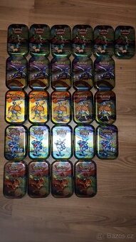 Prázdné kovové Pokémon TCG mini tin plechovky komplet 25ks