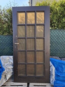 Dveře masivní těžké tlusté dvojité sklo 90x198