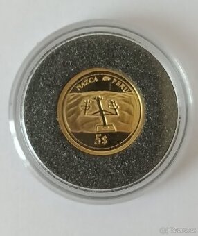 Inv. zlatá mince 1,25 g, Au 585, Nazca s certifikátem
