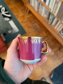 porcelánový pozlacený fialový set