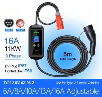 Chytrá nabíječka 11kW, 3 fáze po 16A, Wifi