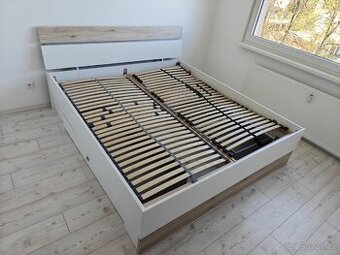 Postel s dvěma lamelovými rošty 90x200 cm