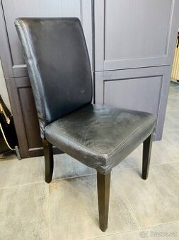 Černé kožené jídelní židle IKEA Henriksdal 5 kusů (+ stůl)