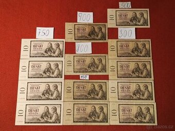 DESET KORUN ČESKOSLOVENSKÝCH - cena za kus