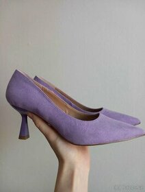 Letní boty na podpatku fialové