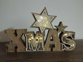 Vánoční svítící dřevěná dekorace - 1