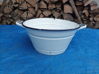 Smaltovaný bílý vandlík, průměr 45 cm - 1